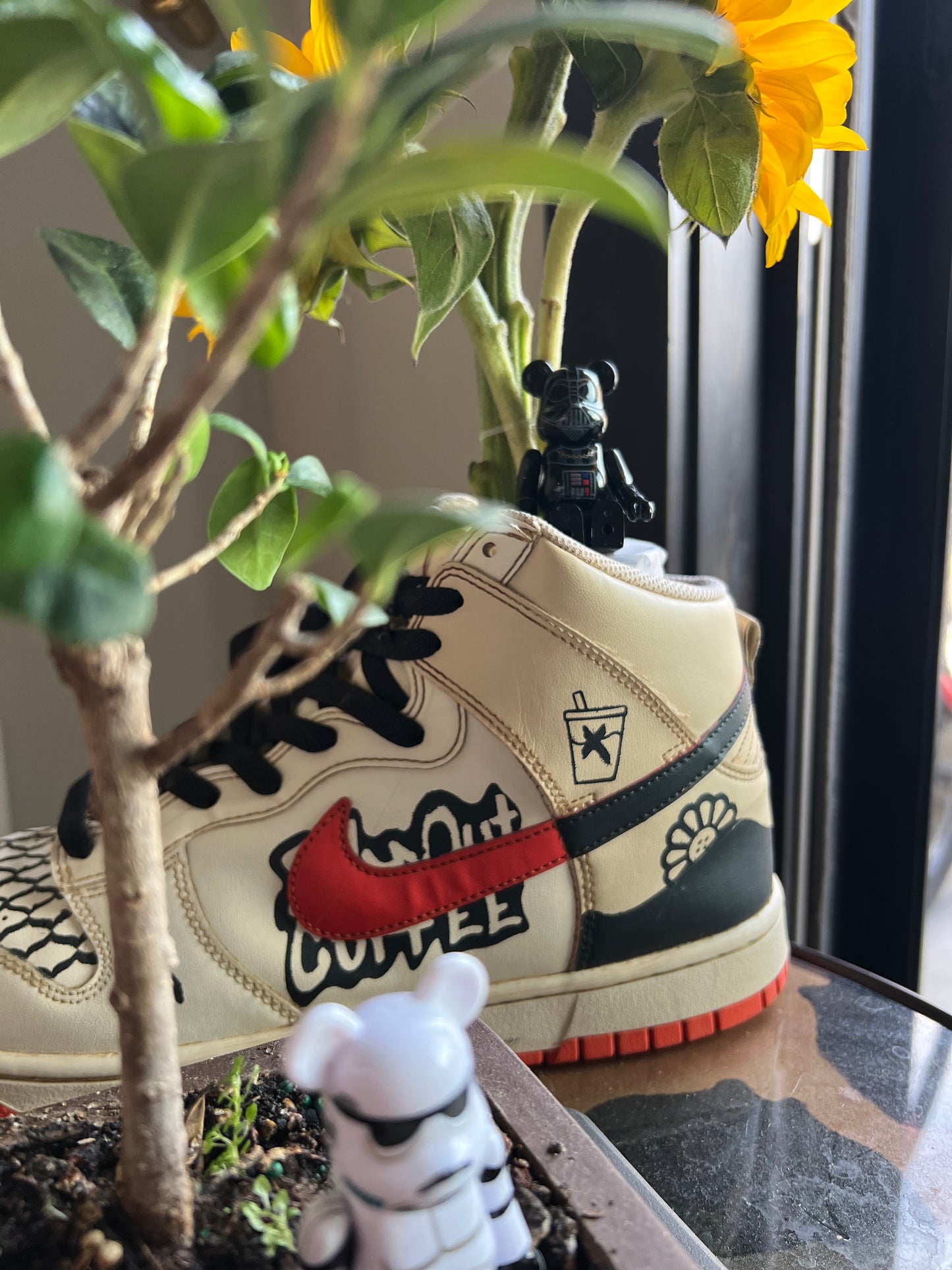 Soled Out Coffee Sticker Art - Sneaker Flower Pot