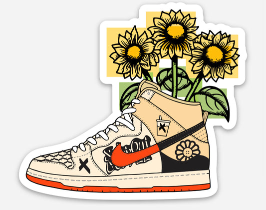 Soled Out Coffee Sticker Art - Sneaker Flower Pot